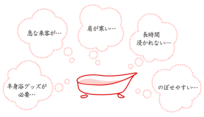 急な来客が???　肩が寒い???　長時間浸かれない???　半身浴グッズが必要???　のぼせやすい???